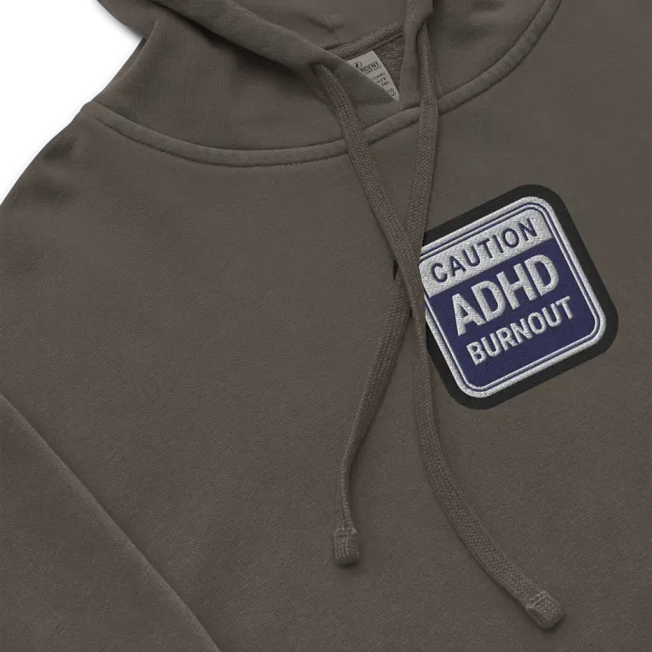 CAUTION: AuDHD BURNOUT embroidered pigment hoodie (navy bubble design 2) product image (1)
