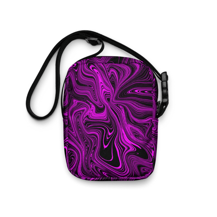 Utility Crossbody Bag - Purple and Black Fluid Swirls product image (1)