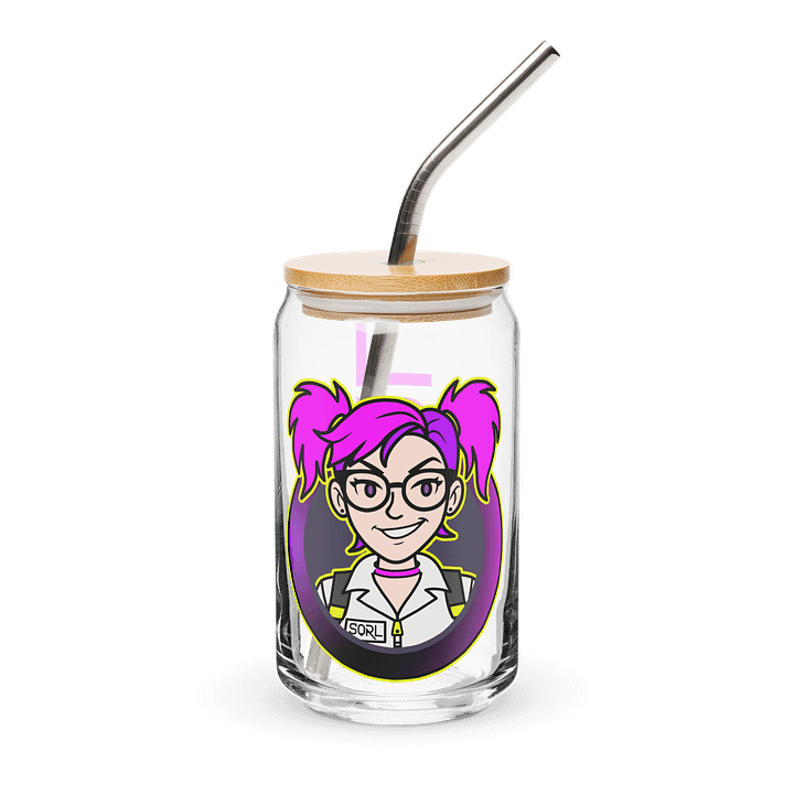 SQRL 16 oz Can Cup Glass (with lid + metal straw) product image (2)