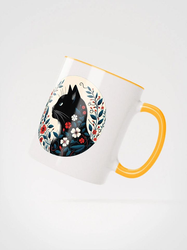 Floral Feline: Black Cat Coffee Mug 11oz product image (2)