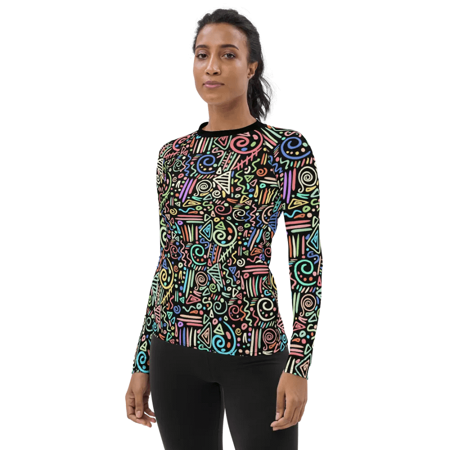 Vibrant African Doodle: All-Over Print Women's Rash Guard product image (7)