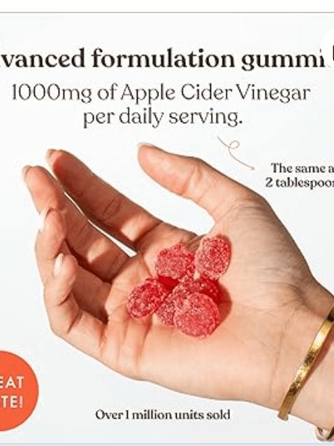 Apple Cider Vinegar Gummies with The Mother 1000mg | Enhanced with Vitamin B12 & Folic Acid | 60 Vegan ACV Capsules with Pomegranate & Beetroot Powder | Natural Ingredients by Free Soul product image (2)