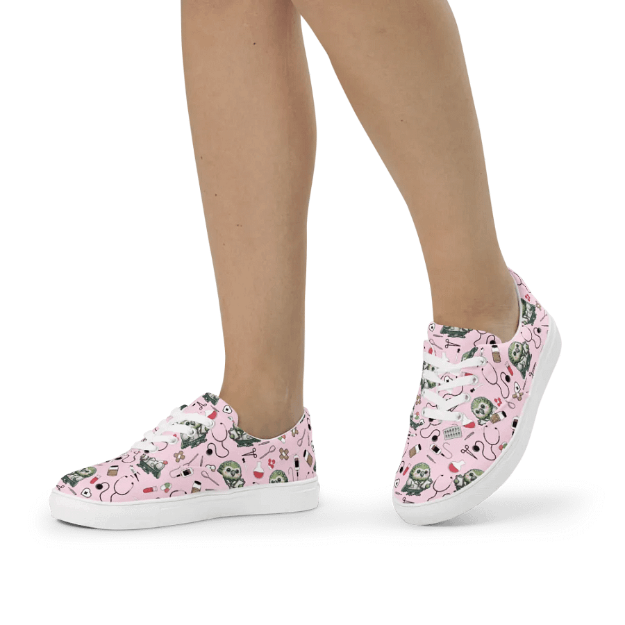 Cute Medical Kakapo Lace-up Canvas Shoes (Pink) product image (4)