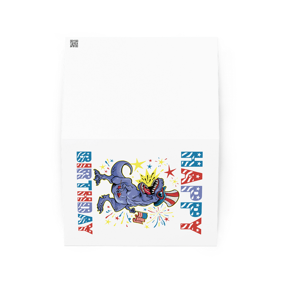 Happy Birthday (USA 4th Of July Dinosaur) Birthday Card 5" x 7" product image (2)