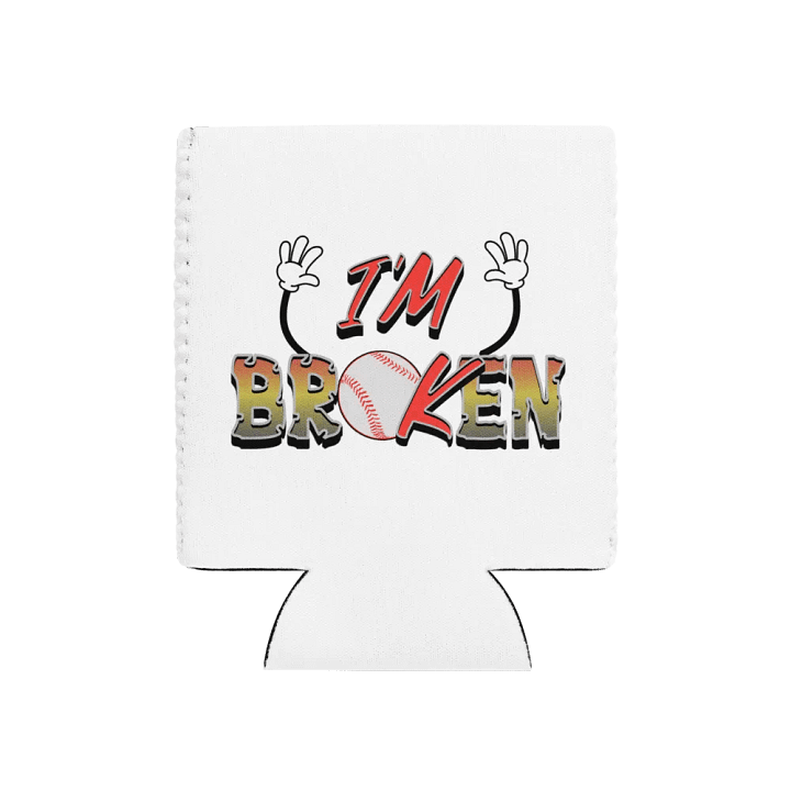 Im Broken Im Ok Baseball Hands Playful Distress Coozie Can Cooler product image (1)