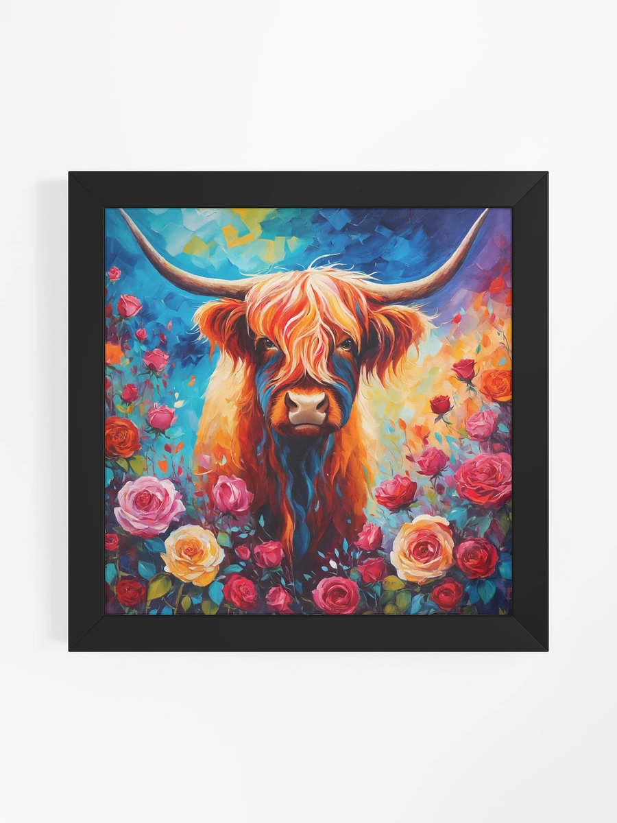 Acrylic Rose Field Highland Cow Framed Print product image (2)