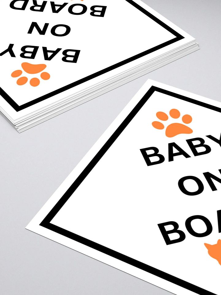Cat Baby on Board Sticker - Orange on White product image (4)