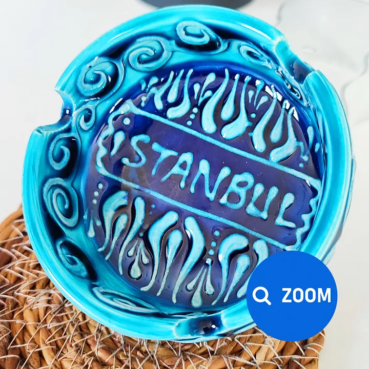 Small ceramic turquoise ashtray (small, 8 cm) — handmade pottery, handmade ceramic, home decor, handmade gift, Turkish ceramic product image (2)