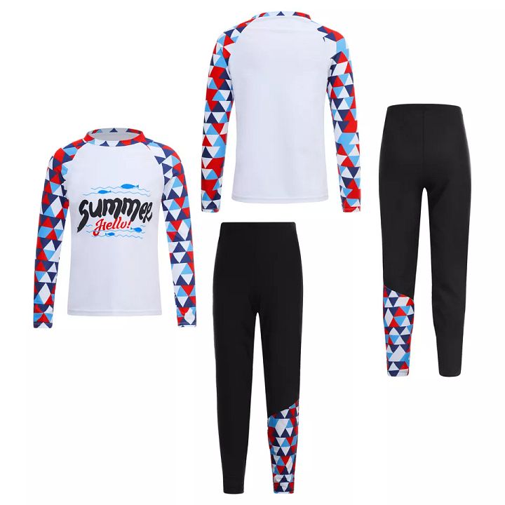 Boys Outfits Gym Top And Pants Rash Guard Tracksuits Basketball Activewear Kids product image (2)