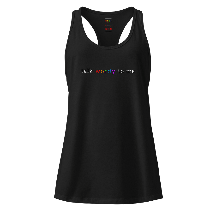 [talk wordy] racerback tank product image (1)