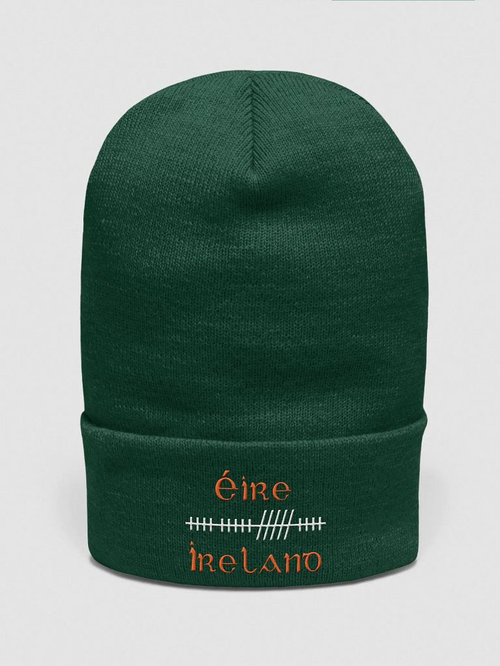 Ireland/Éire Orthodox Style Ogham, Green with White and Orange, embroidered Cuffed Beanie product image (1)