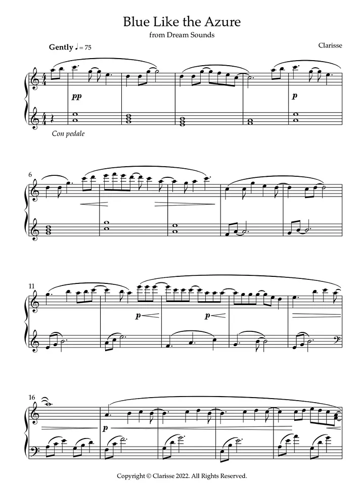 Blue Like the Azure - Sheet Music product image (1)