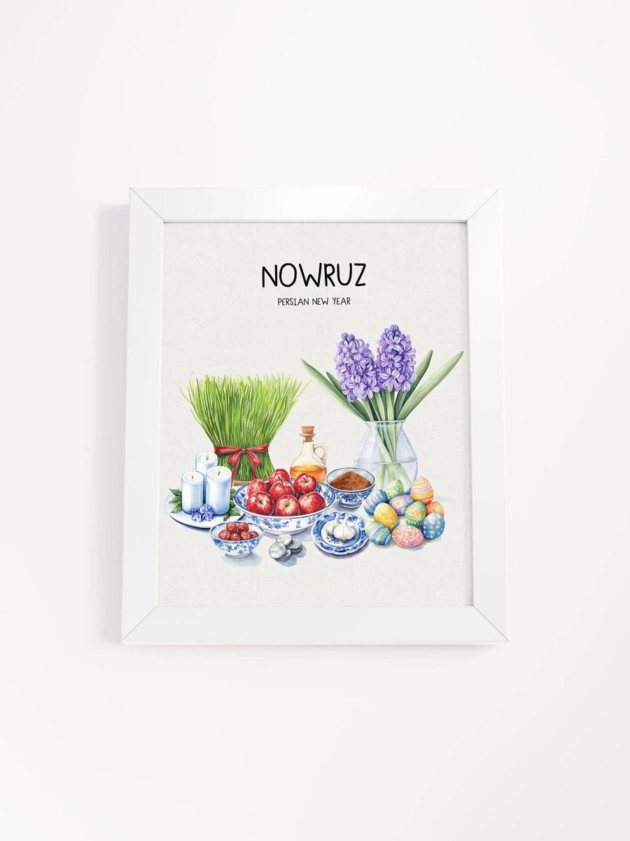 Nowruz Blessings Framed Poster, Nowruz Watercolor Art, Haft-sin Table, Persian New Year, Persian Art product image (57)