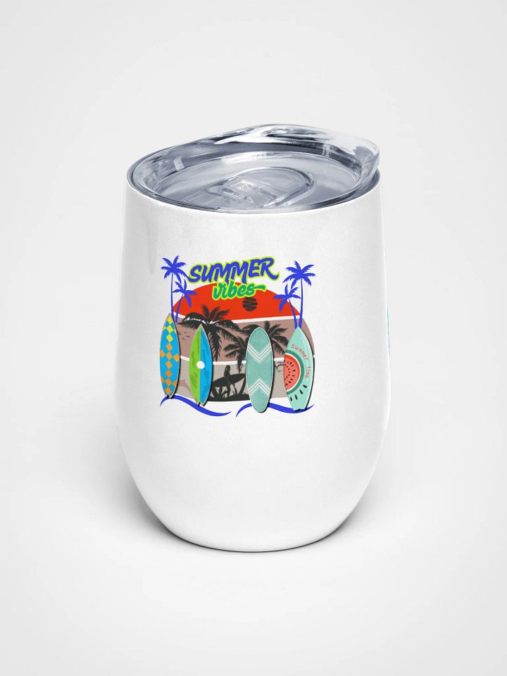 Summer Vibes Wine Tumbler gift for beach surfers friends Colleagues sons dads product image (1)