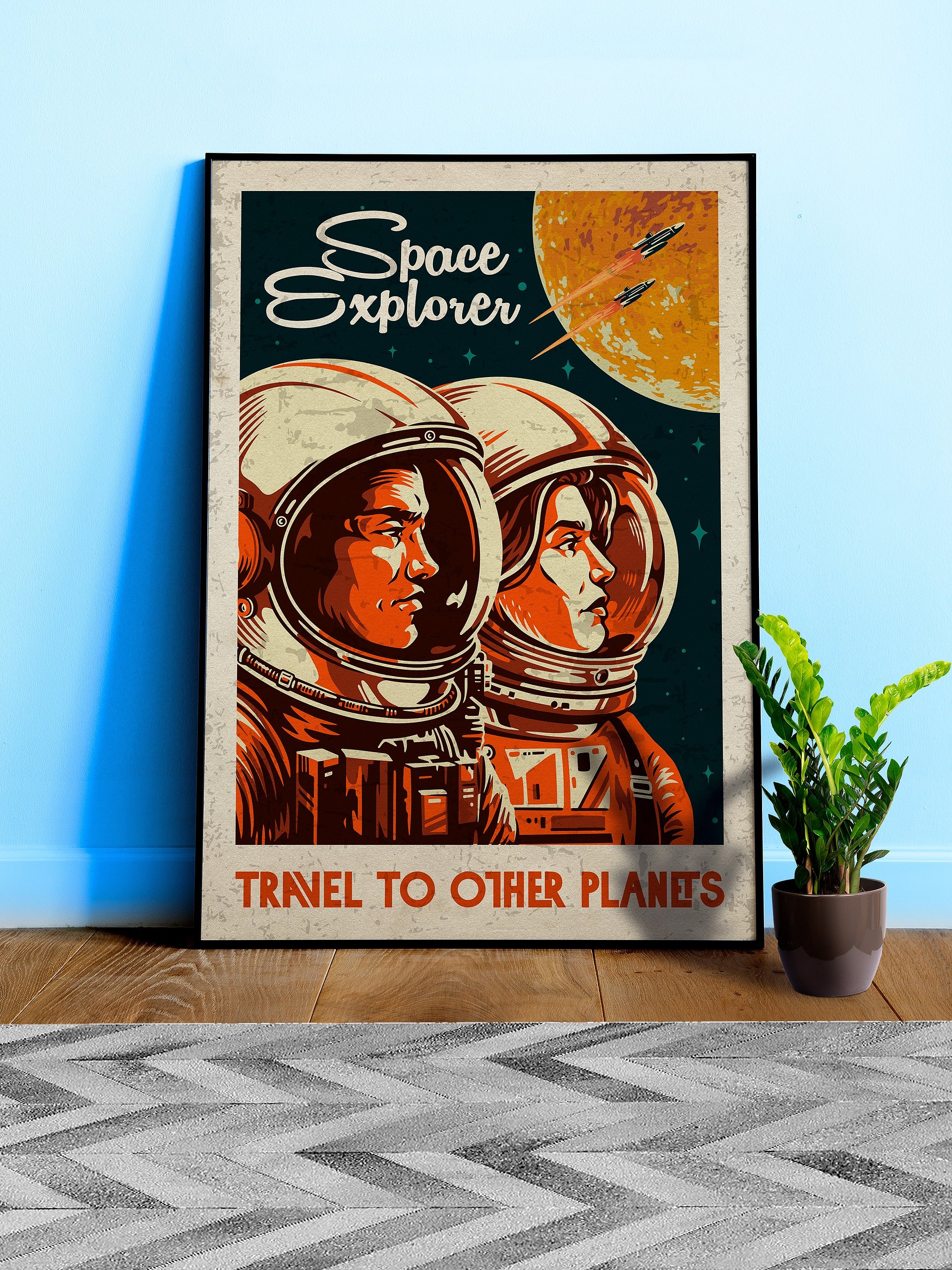 Space Explorer. Travel to other planets — Vintage space poster product image (1)