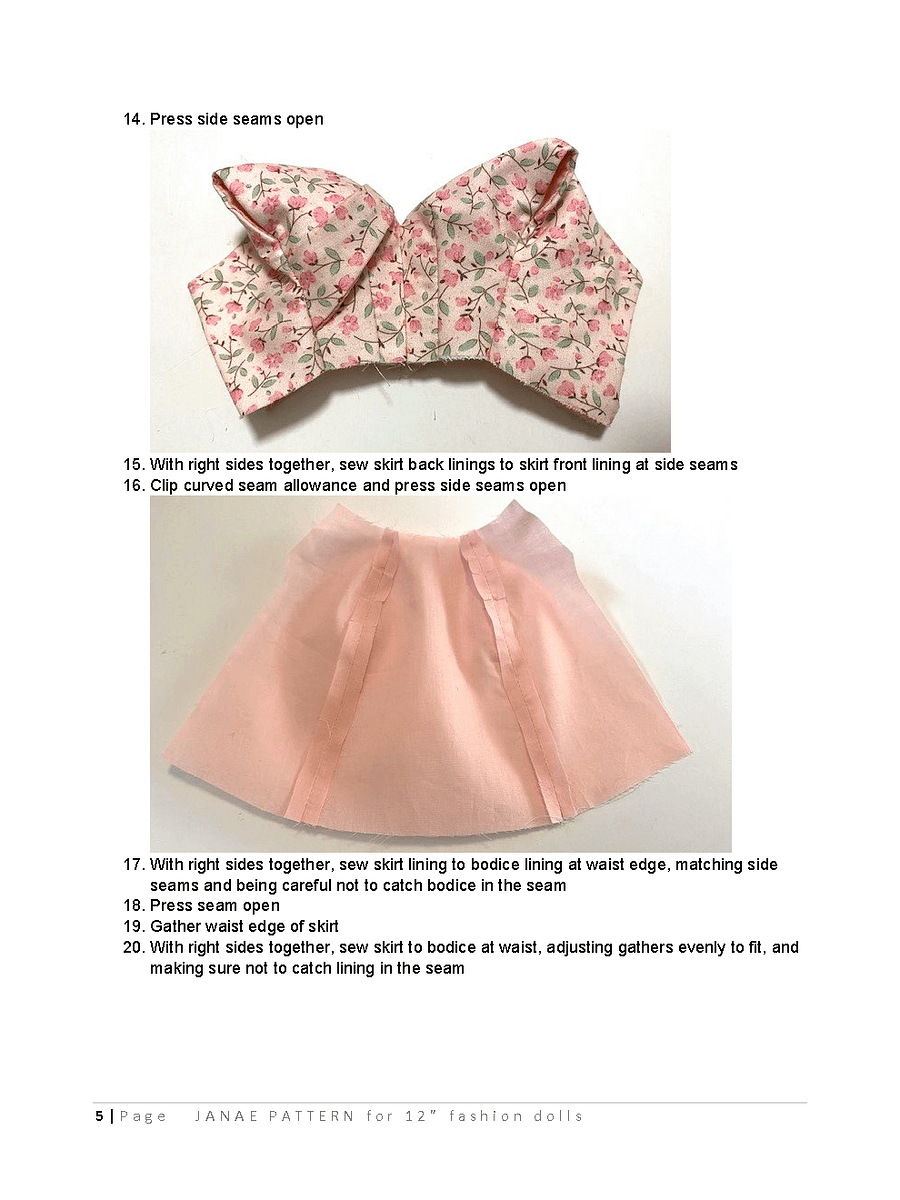 Janae sewing pattern for 12" fashion dolls product image (3)