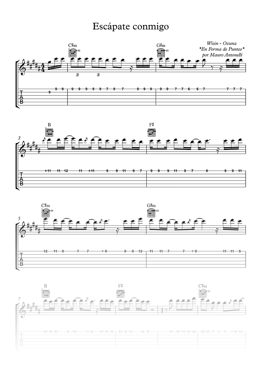 Escápate conmigo - Partitura + Tab + Acordes + Pista product image (1)