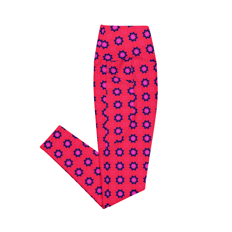 Abstract Red Ladies Leggings (with pockets) product image (17)
