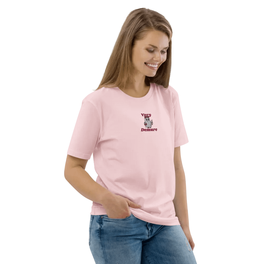 Very Demure Cute Ghost Embroidered Organic Cotton Regular Fit T-Shirt product image (27)