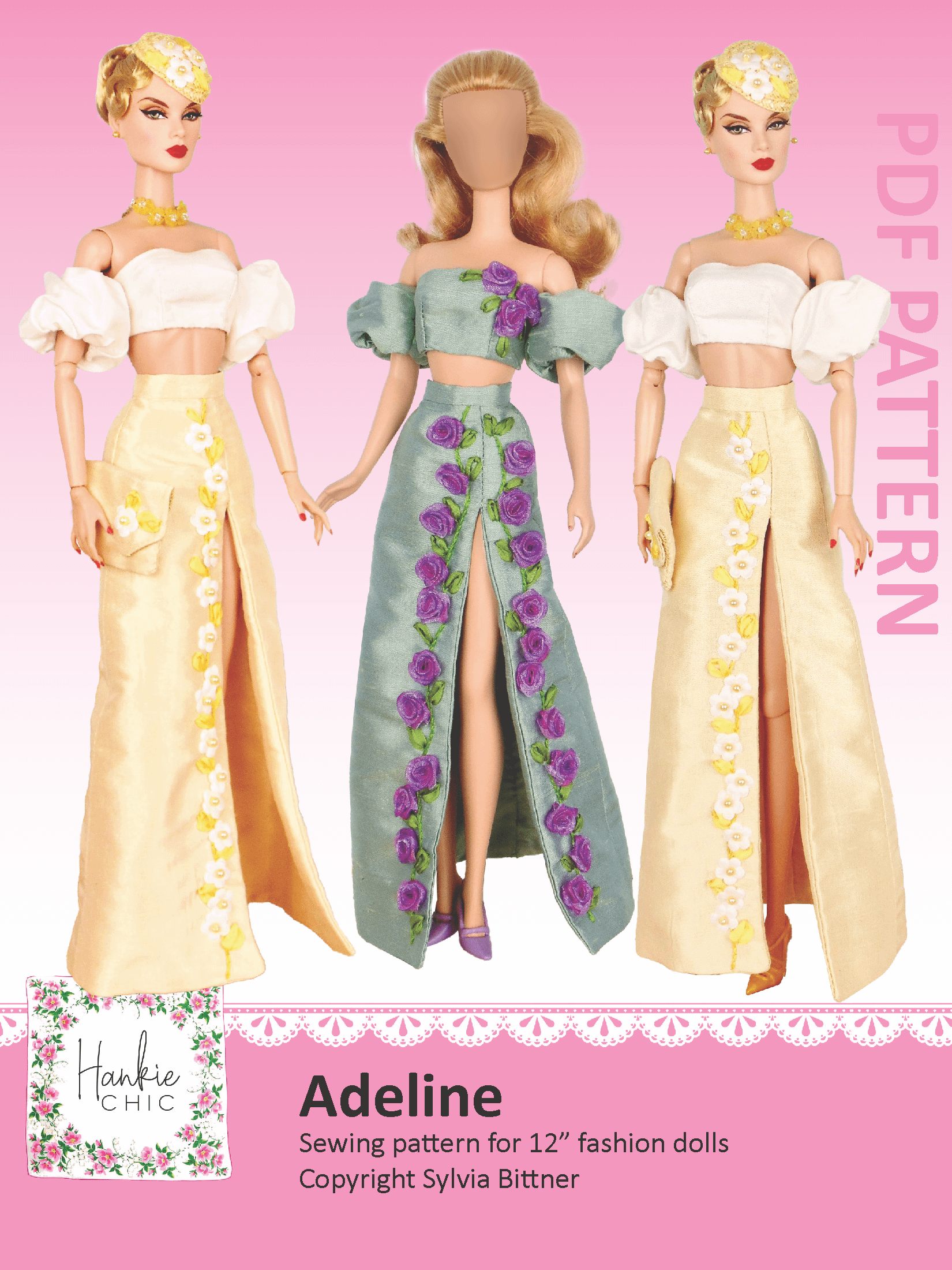 Adeline sewing pattern for 12" fashion dolls product image (1)