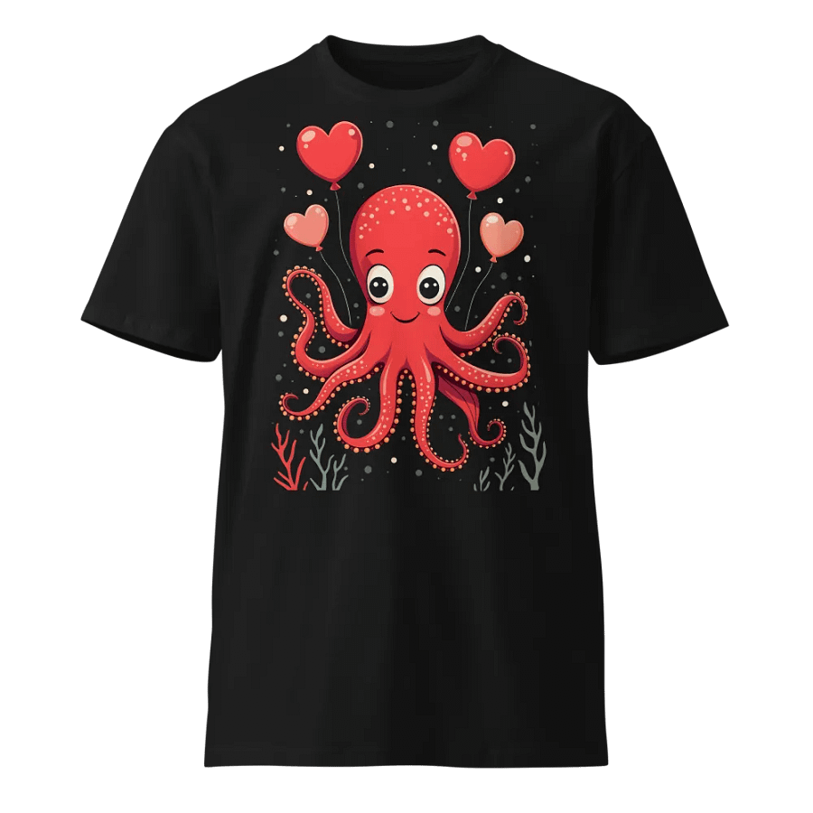 Octopus With Hearts Balloons Unisex Tee product image (1)
