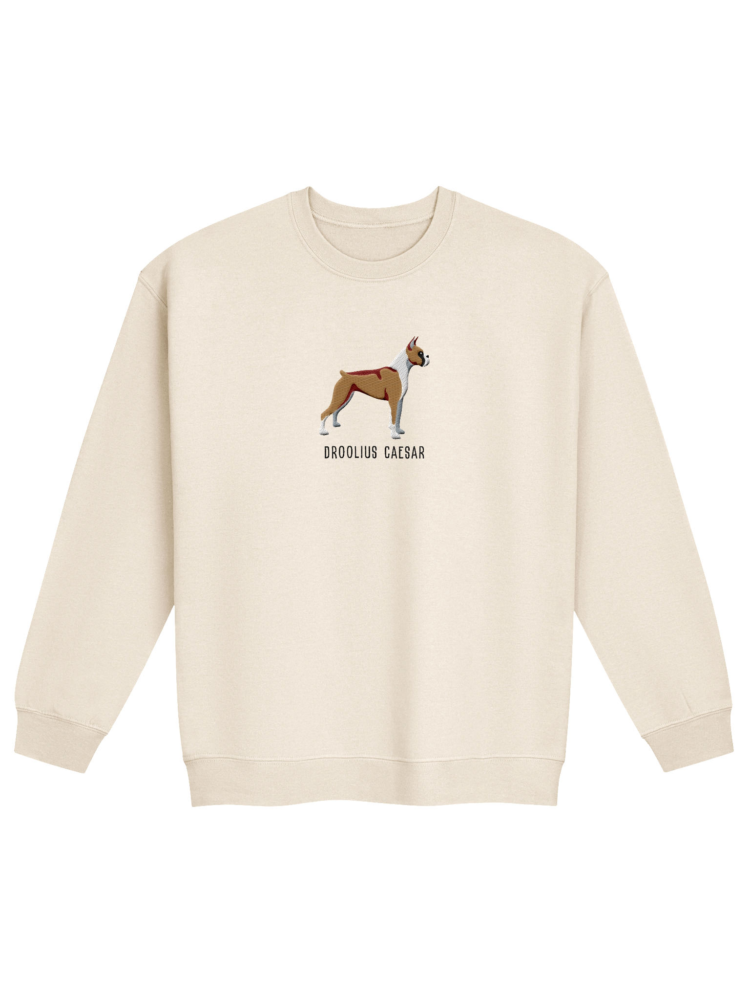 Droolius Caesar Sweatshirt (Embroidered) of a Boxer(Tan, Cropped Ears) product image (21)