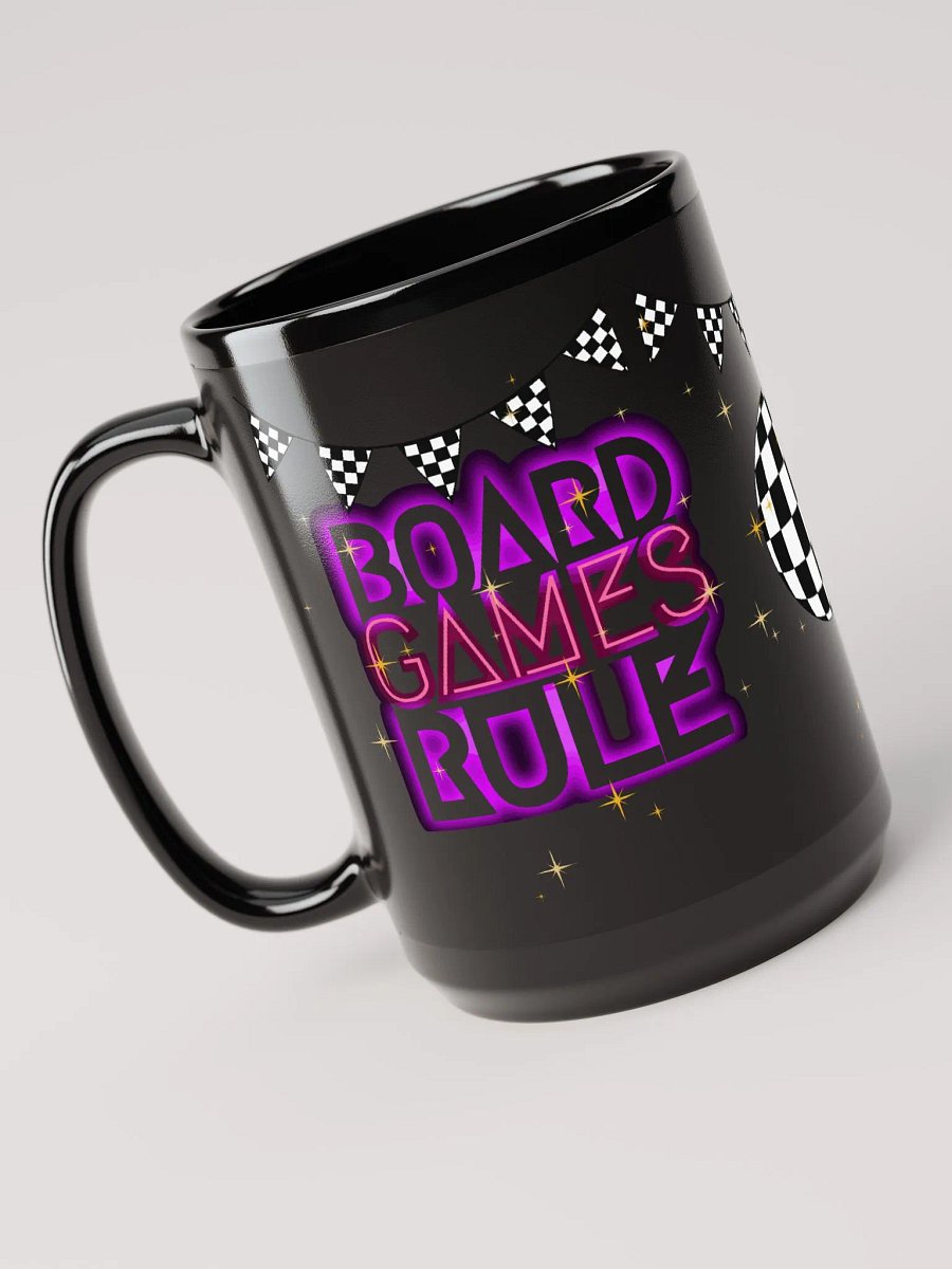 90s Neon Checkerboard Disco Board Game Mug, Purple Pink Black white large 15 oz. mug, Board Games Rule product image (5)