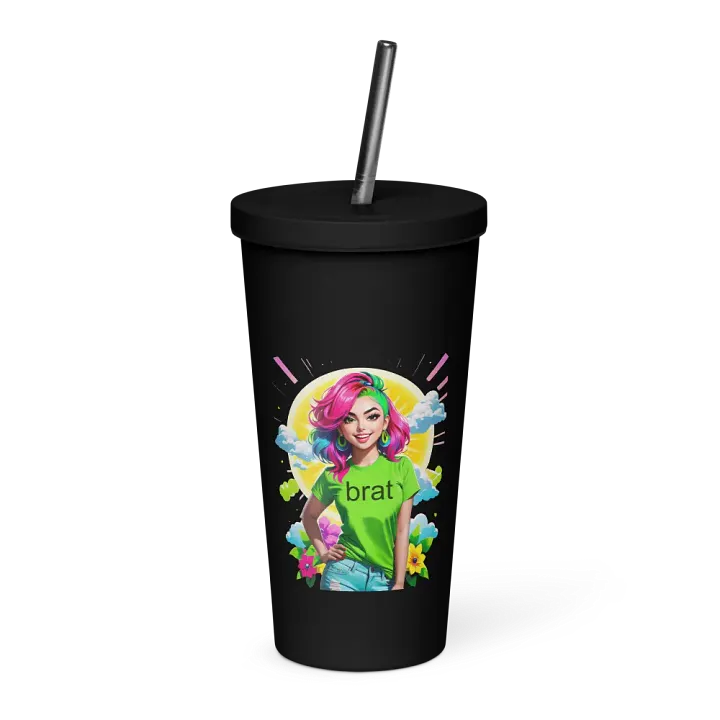Brat 20 oz Tumbler Cup - Black - Insulated Tumbler with a Straw v5 product image (1)