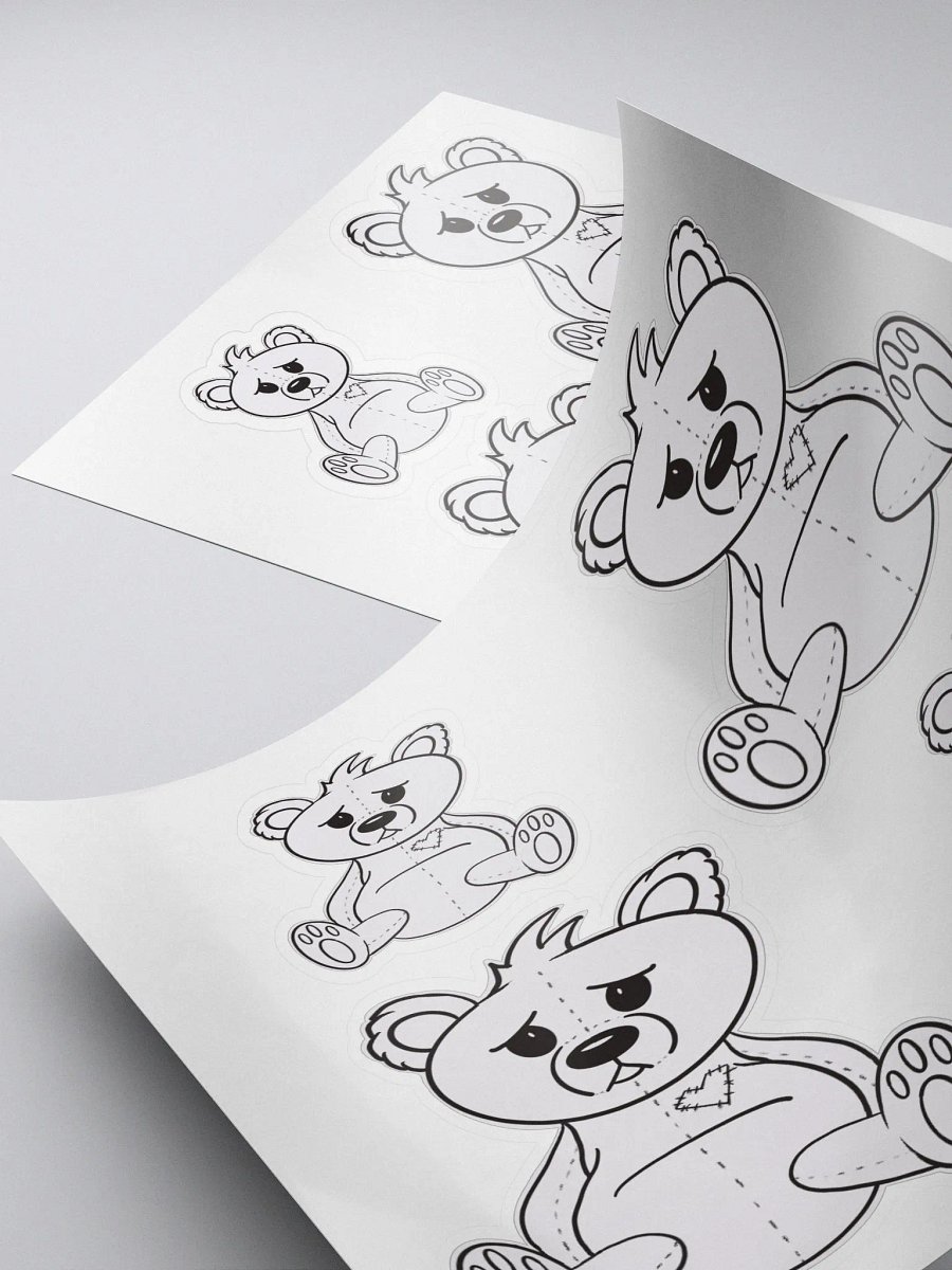 Anxious Teddy B&W Stickers product image (4)