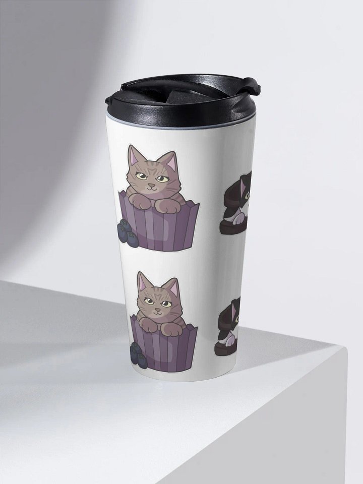 Travel mug with THE three cats product image (2)