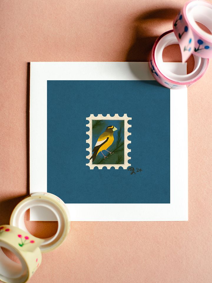 Evening Grosbeak Stamp Print – Birbfest 2024 product image (1)