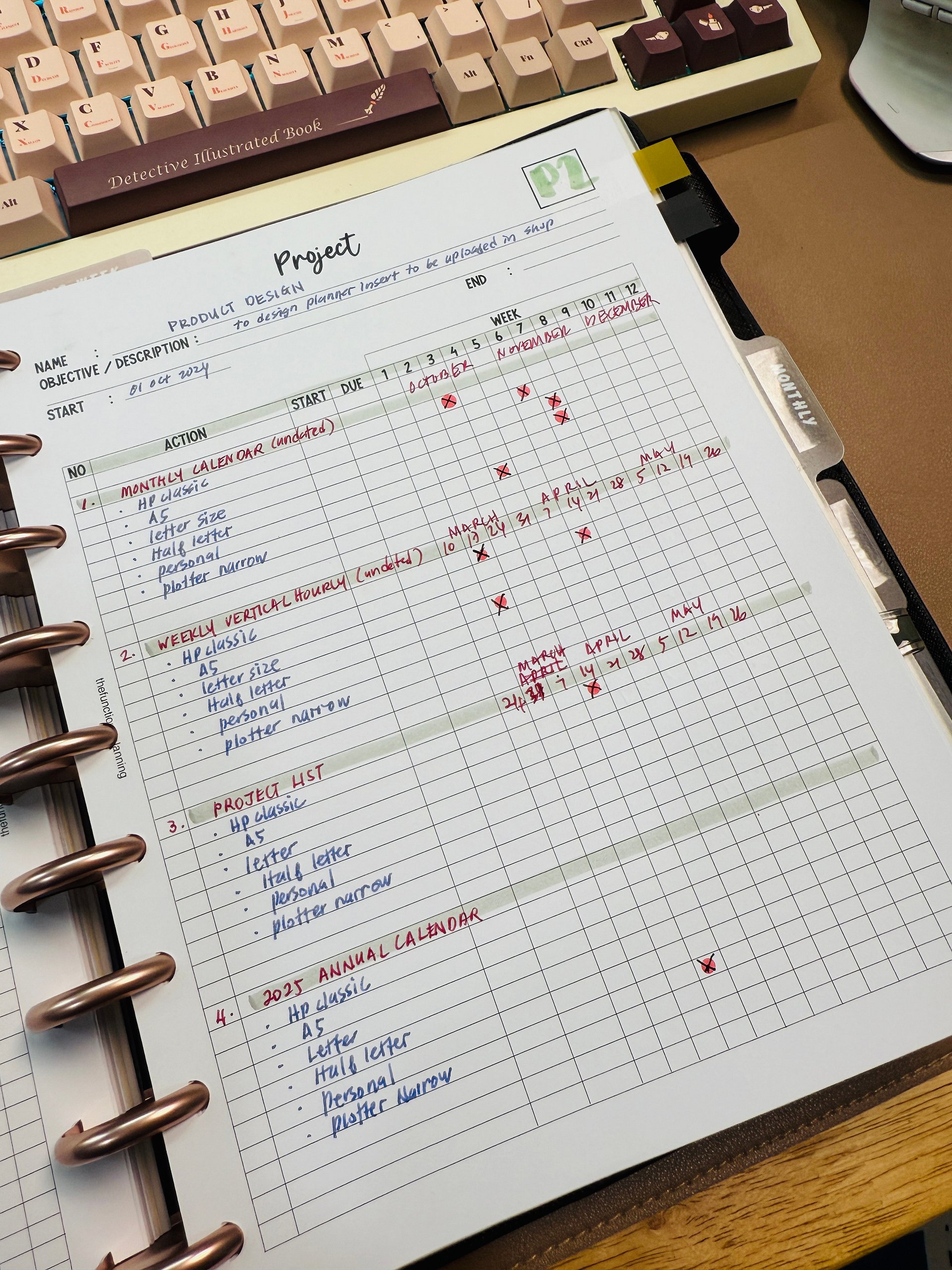 Project Management Planner Insert | Gantt-Style 12-Week Tracker | Half Letter Size product image (5)