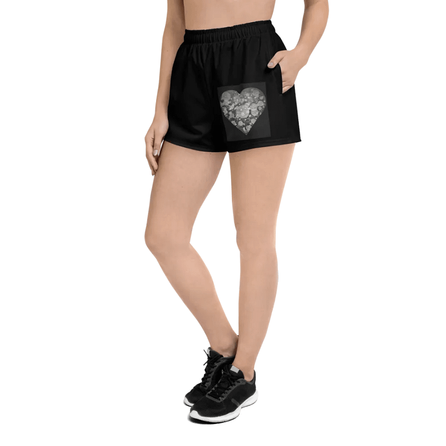 Floral Heart Women's Athletic Short Black Shorts product image (8)