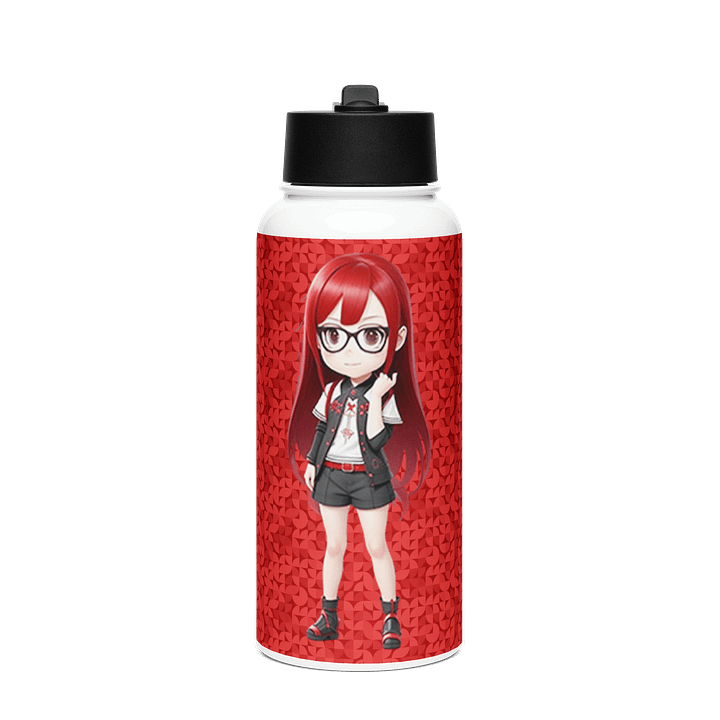 (RED CHIBI) K Stainless Steel Water Bottle with a Straw Lid product image (1)