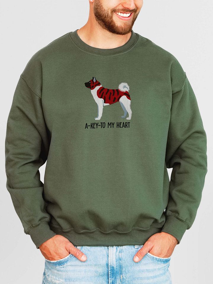 A-Key-To My Heart Sweatshirt (Embroidered) of an American Akita(Brindle) product image (2)