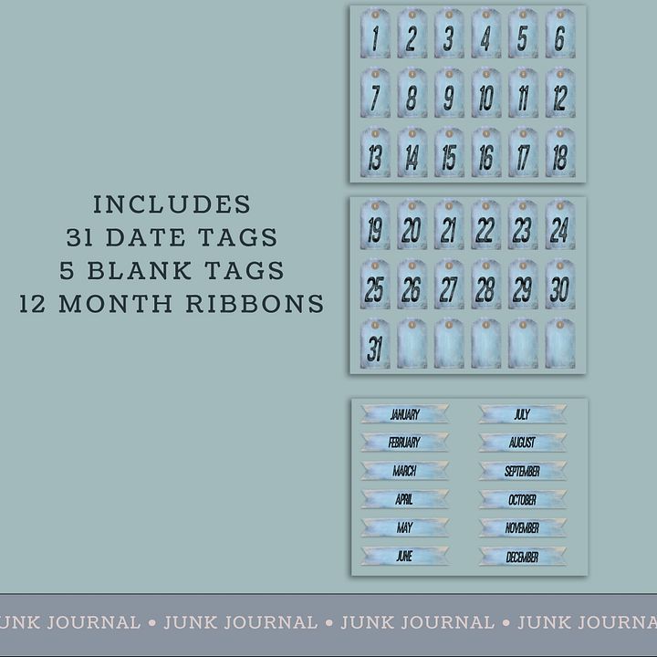 Bluebell - Printable Tags Months & Dates product image (2)