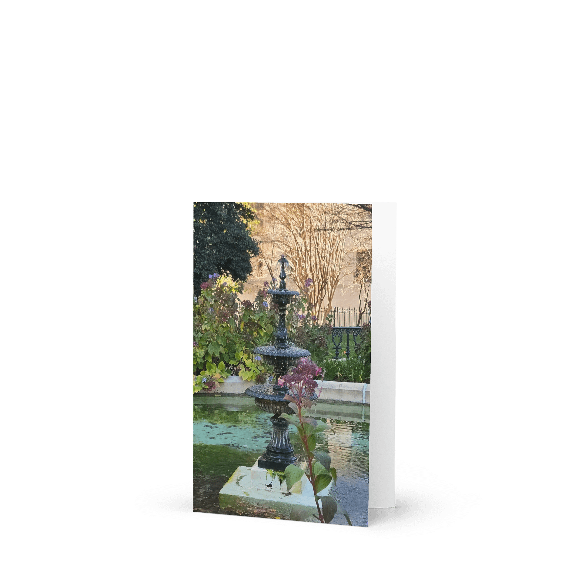 Purple Flower Water Fountain Greeting Card (blank) product image (1)