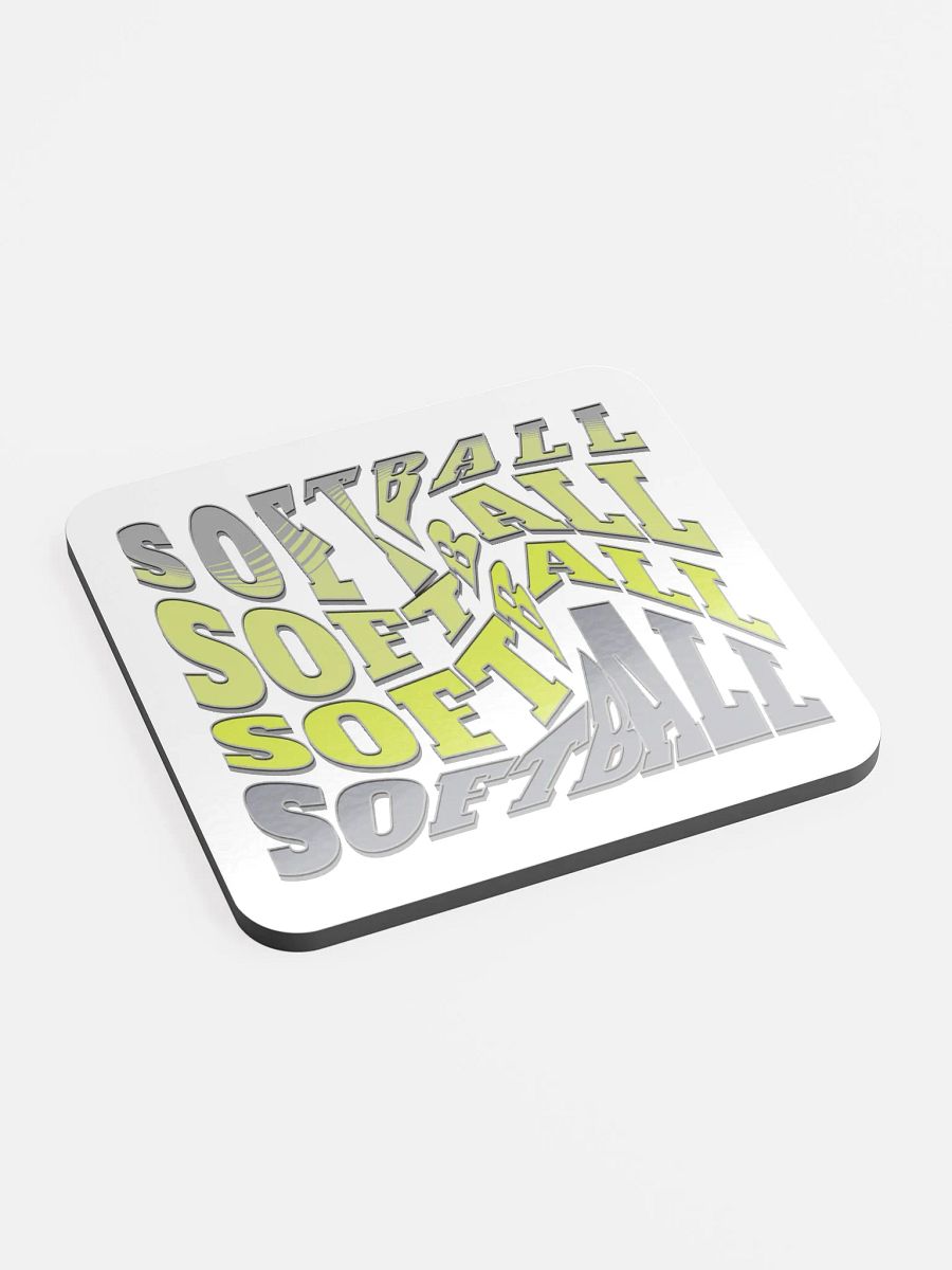 Swirl Softball Dynamic Splash Glossed Coaster product image (3)
