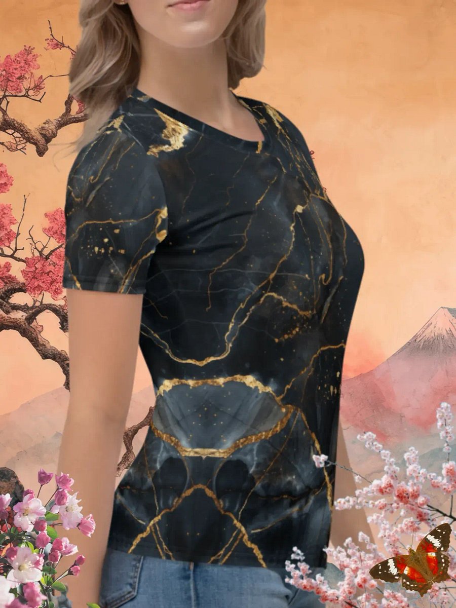 Dark Blue Marble Print T-Shirt product image (3)