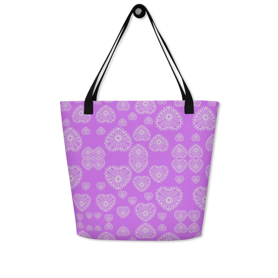 Lilac Love Heart Tote Bag product image (5)