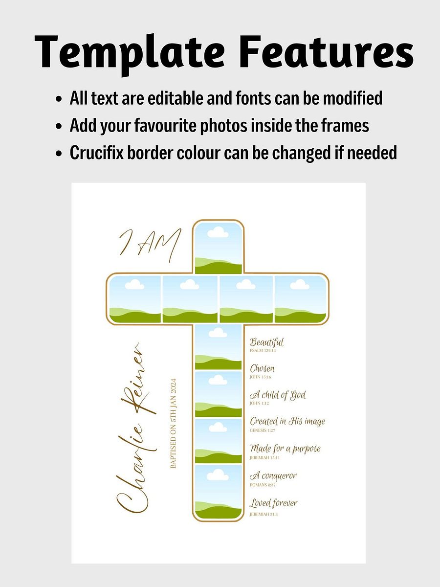 Crucifix Photo Collage Baptism Canva Template product image (5)