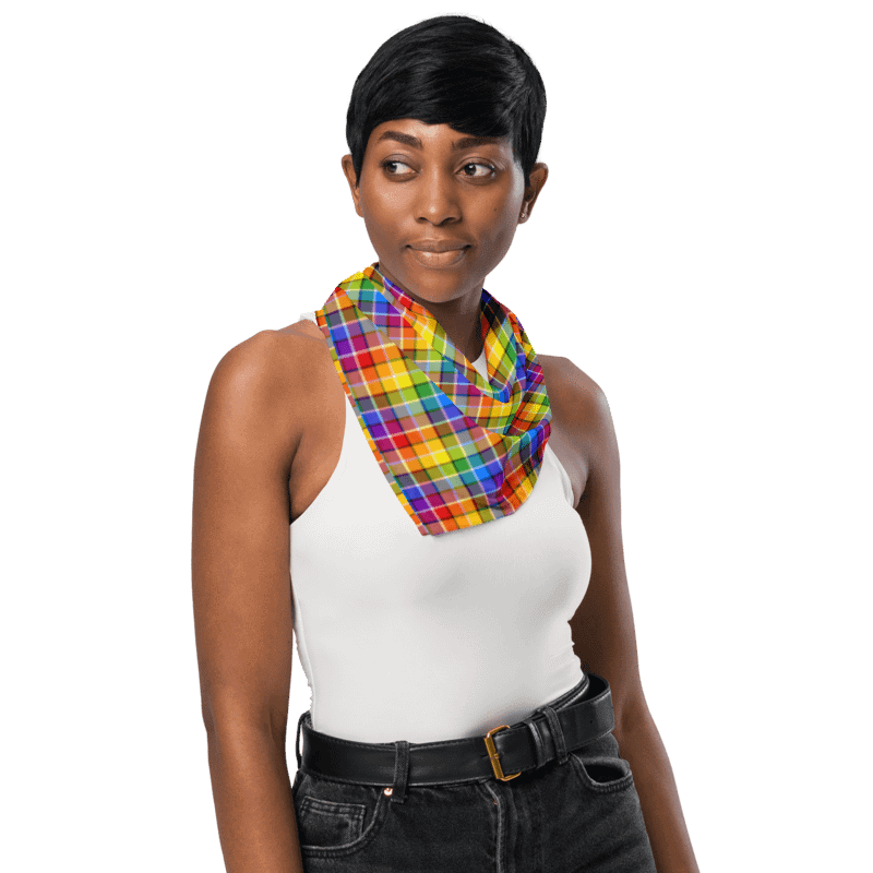 Bright Rainbow Plaid Bandana product image (3)