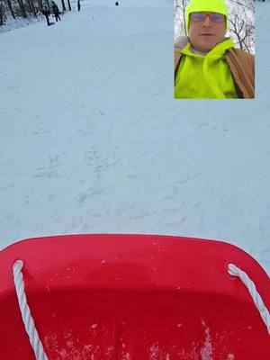 sledding down the hill but almost crashed 😳 #sledding #snow #winter  #winterfun 