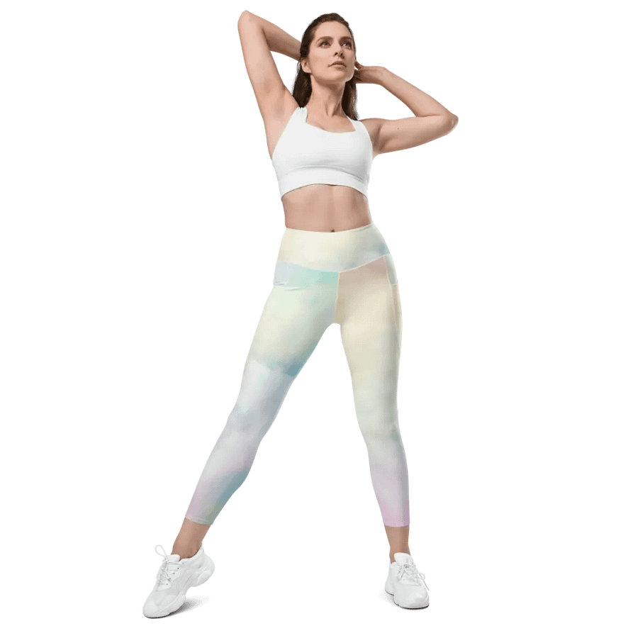 Blur cloud rainbow Design Leggings with Pocket - V1 product image (6)