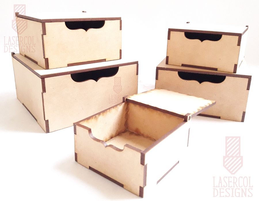 Boxes Set 2 (5 sizes) - Laser Cut Files product image (5)