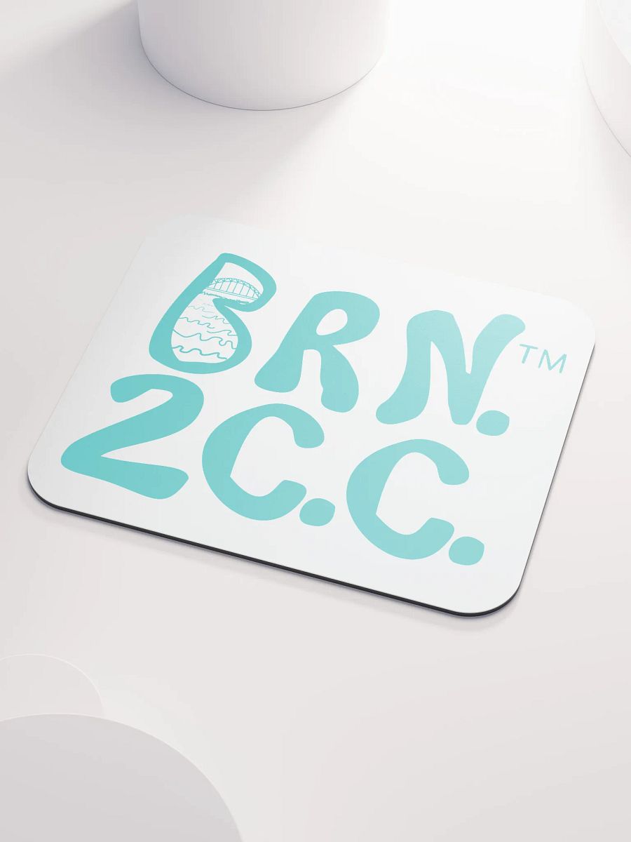 BRN.2C.C.™ | Classic Mouse Pad | Coastal Style for Office & Home | Deep Sky Blue Logo on White product image (3)