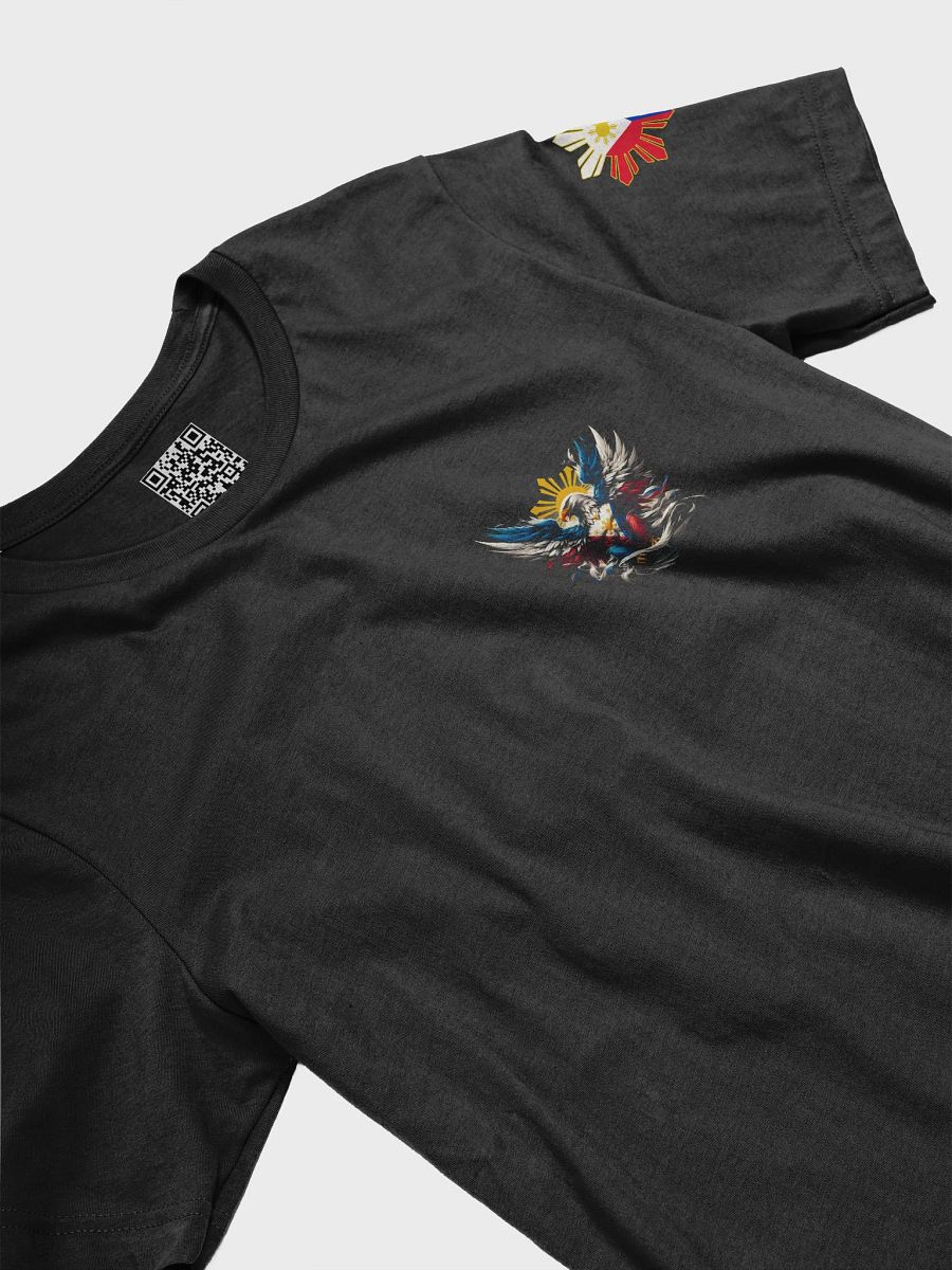 Philippine Pride BLACK Tee: National Bird Eagle Emblem, Map & Sun Flag Sleeve Patch product image (3)