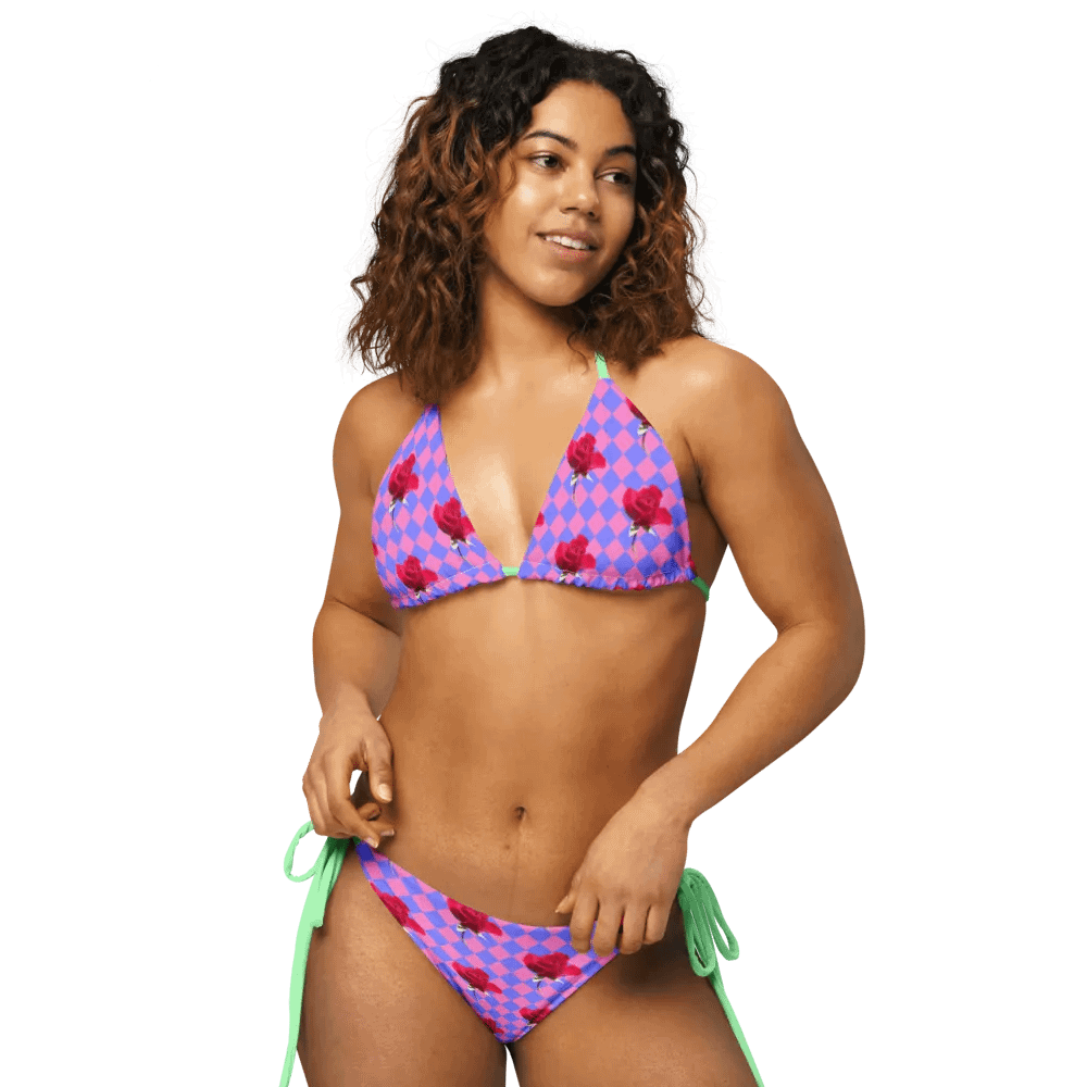 Rosy string bikini {melon and periwinkle} product image (1)
