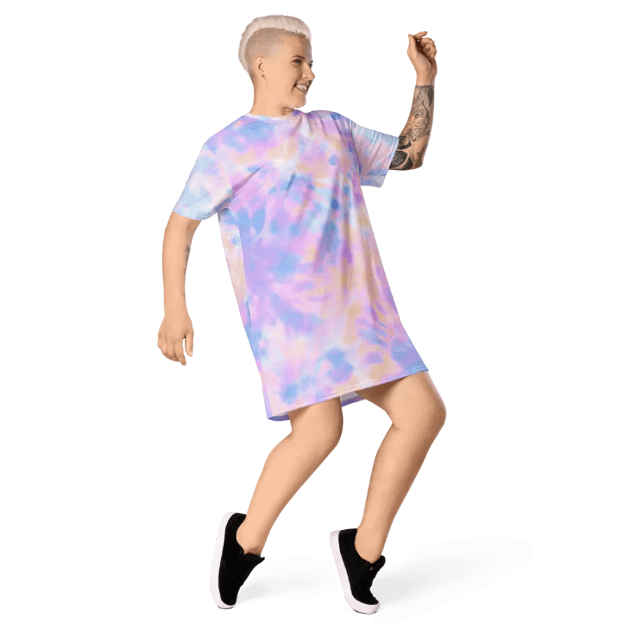 Rainbow Tie Dye Pattern T-shirt Dress product image (5)