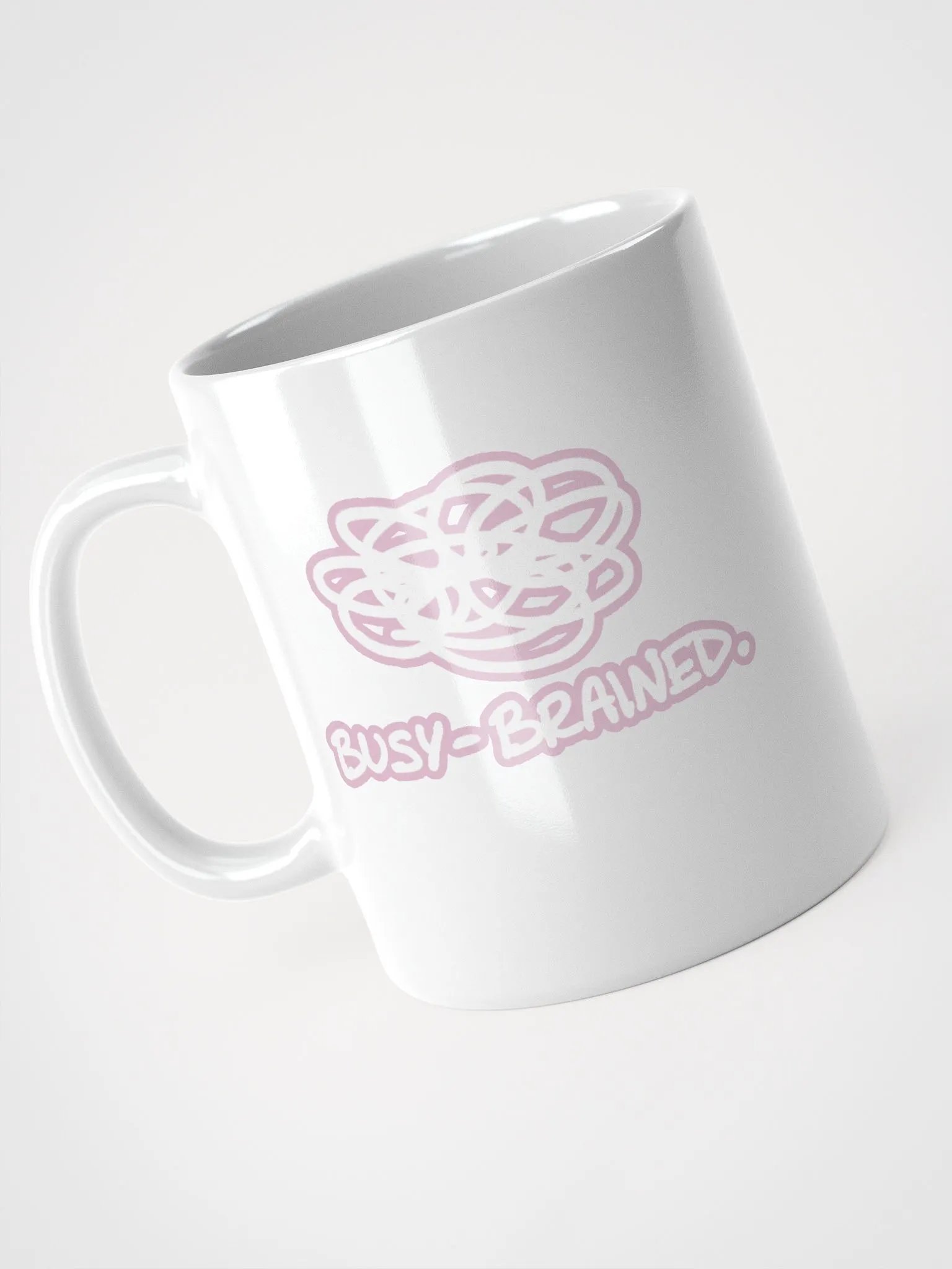 BUSY-BRAINED (lined design, #E1B9CE) glossy white mug product image (6)